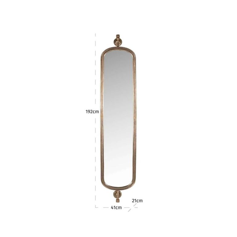 Hasting Wall Mirror - Antique Brass - Metal - 41cm x 192cm