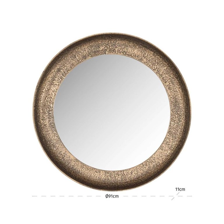 Laraya Wall Mirror - Round - Gold - Aluminum - 91cm x 11cm