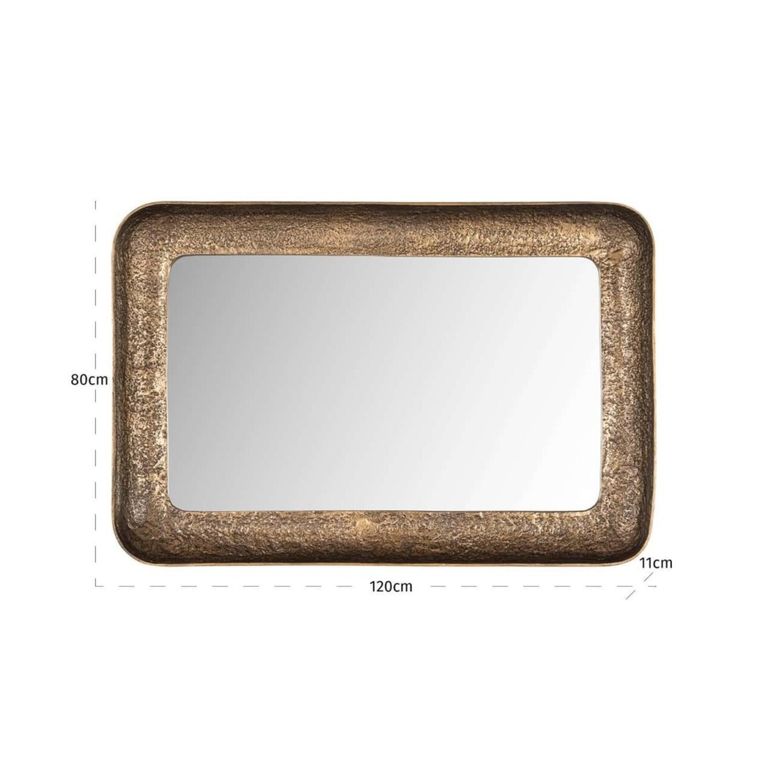 Loan Curved Wall Mirror - Antique Brass - Aluminum - 120cm x 80cm