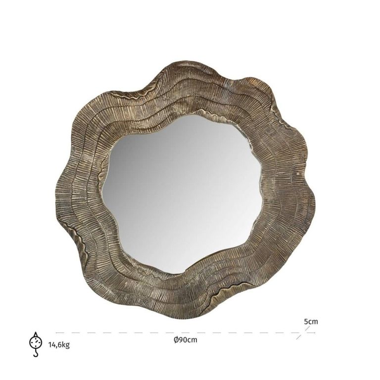 Elia Wall Mirror - Abstract - Gold - Aluminium - 90cm x 5cm