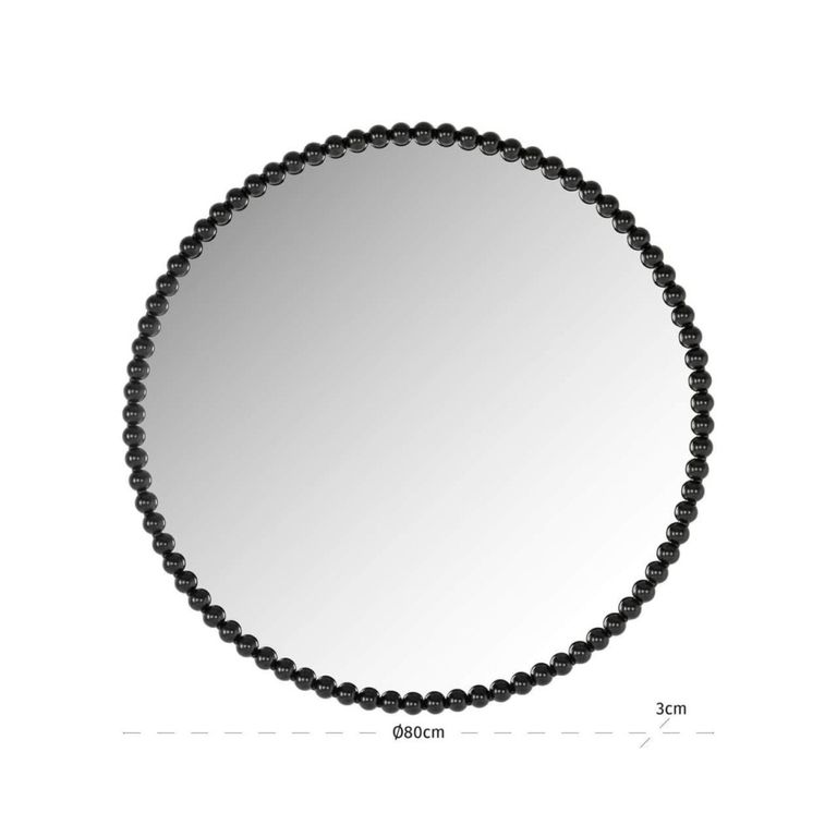 Laureen Wall Mirror - Round - Black - Metal - 80cm x 3cm