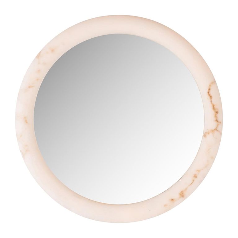 Oravelle Wall Mirror - with Lighting - Round - White - Resin and Metal - 80cm x 80cm