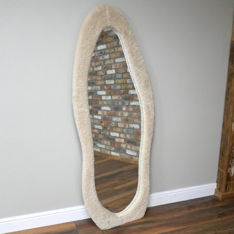Leaner Mirror - Abstract - Cream - Teddy Fabric