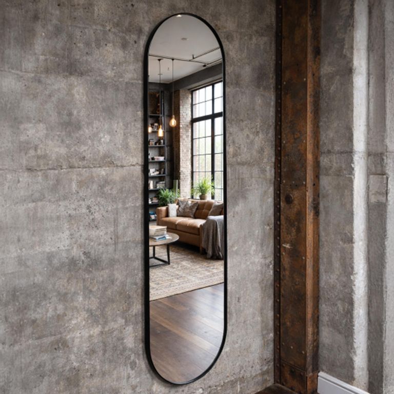 Wall Mirror - Oval - Black - Metal