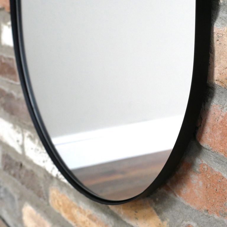 Wall Mirror - Oval - Black - Metal