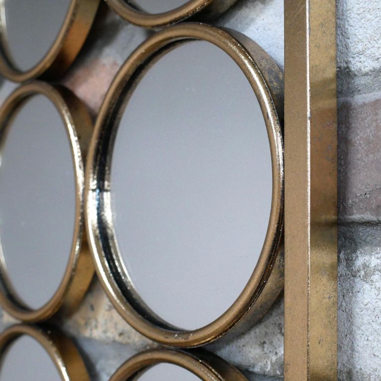 36 Circle Wall Mirror - Antique Gold - Metal - 109cm x 109cm