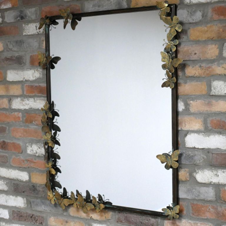 Butterfly Wall Mirror - Black - Metal - 75cm x 98cm