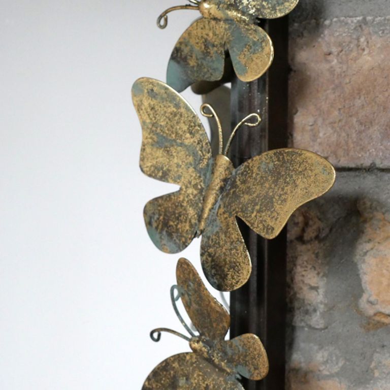 Butterfly Wall Mirror - Black - Metal - 75cm x 98cm
