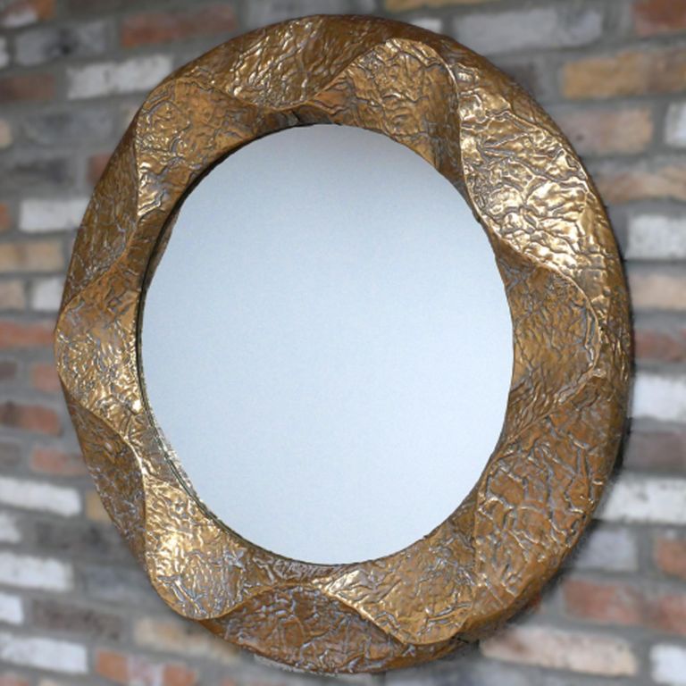 Wall Mirror - Round - Antique Gold - Metal - 105cm x 105cm