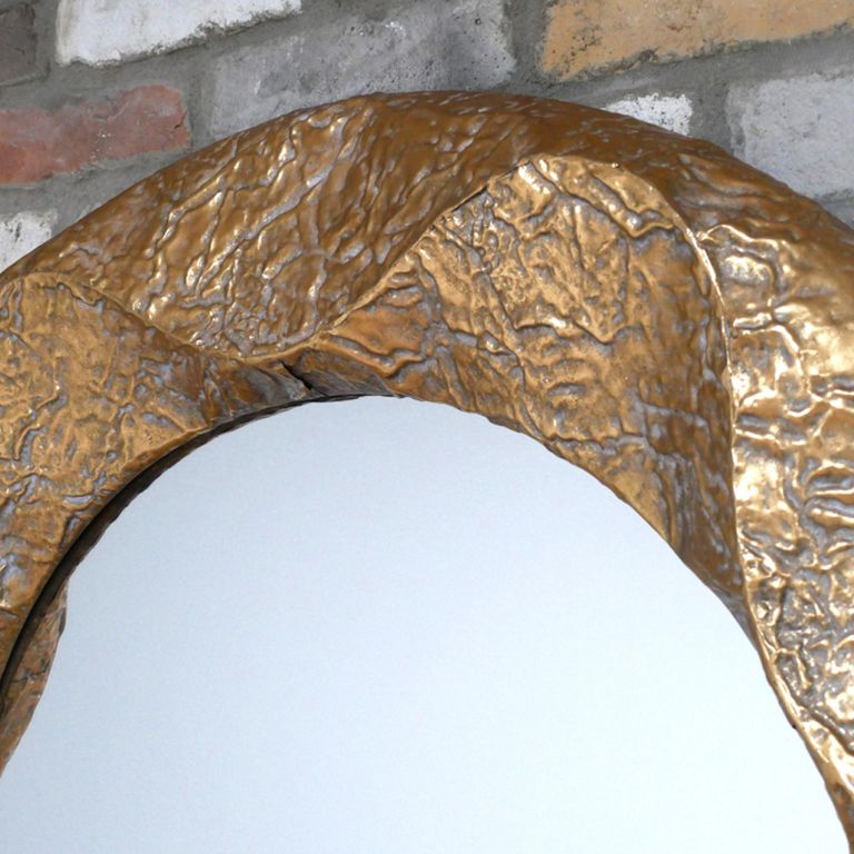 Wall Mirror - Round - Antique Gold - Metal - 105cm x 105cm