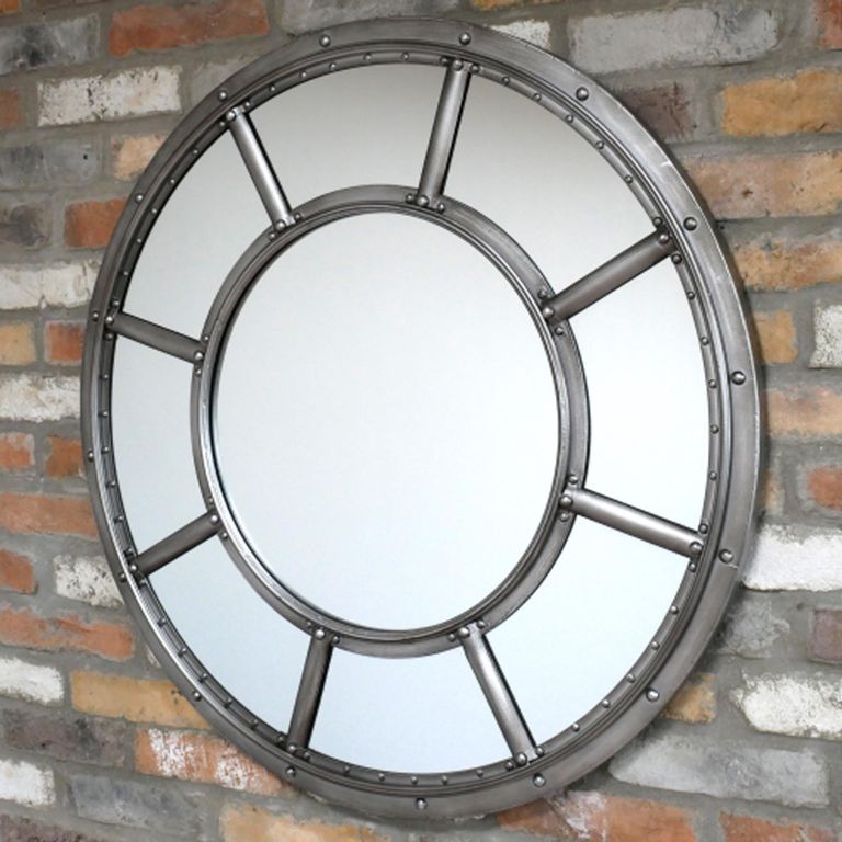 Window Mirror - Round - Grey - Metal - 90cm x 90cm