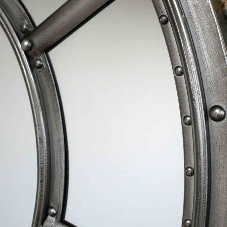 Window Mirror - Round - Grey - Metal - 90cm x 90cm