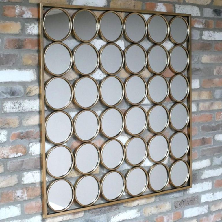 36 Circle Wall Mirror - Antique Gold - Metal - 109cm x 109cm