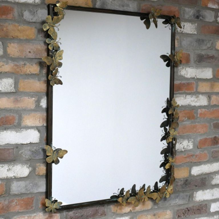 Butterfly Wall Mirror - Black - Metal - 75cm x 98cm