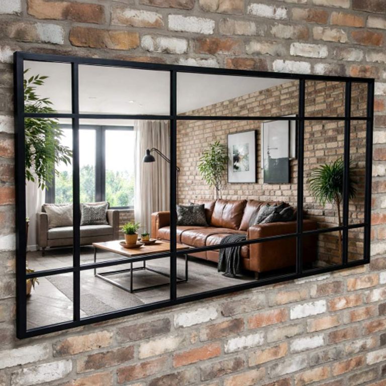 Industrial Wall Mirror - Black - Metal - 188cm x 95cm