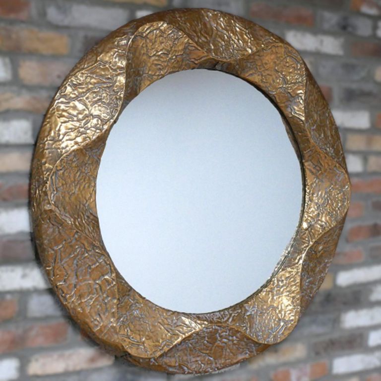Wall Mirror - Round - Antique Gold - Metal - 105cm x 105cm