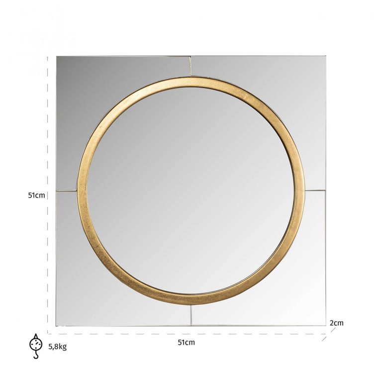 Briana Gold Square Wall Mirror