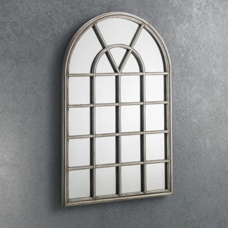 Opus Window Mirror - Arch - Pewter Effect - Wood - 60cm x 90cm