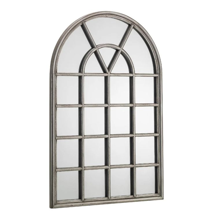 Opus Window Mirror - Arch - Pewter Effect - Wood - 60cm x 90cm