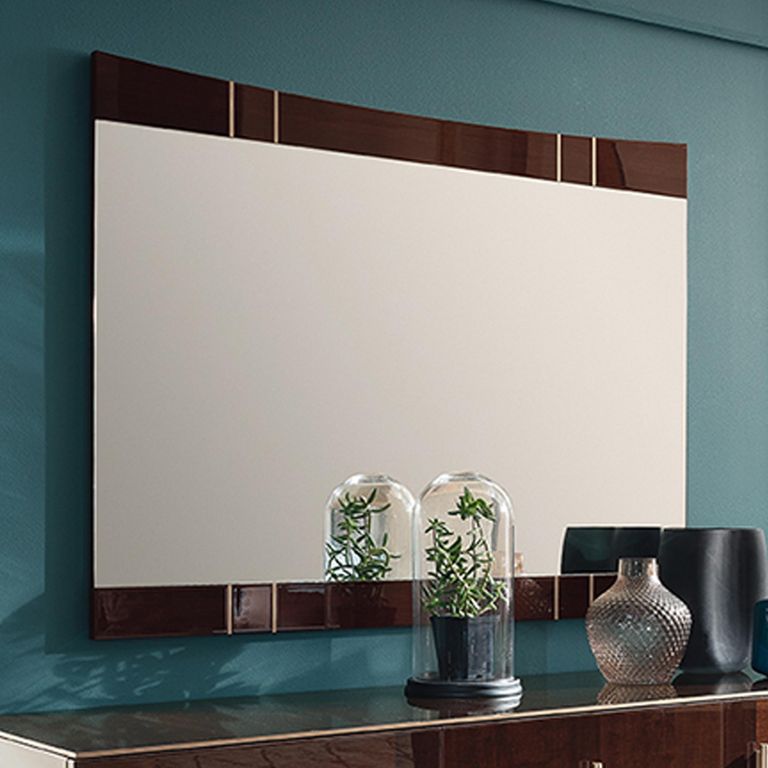 Bellagio Wall Mirror - Large - High Gloss Walnut - Wooden