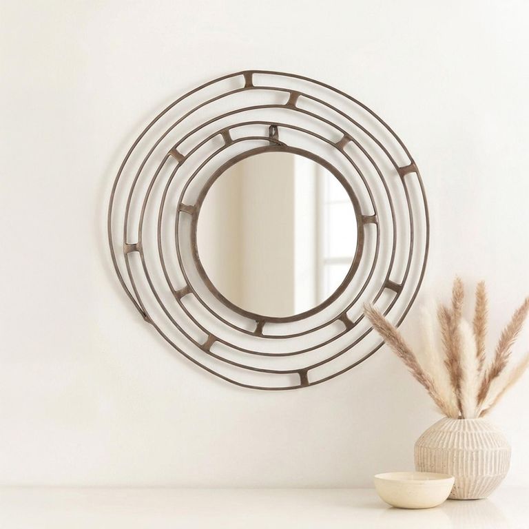 Concentric Circles Wall Mirror - Bronze - Metal - 79cm x 79cm