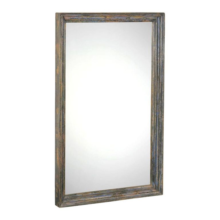 Distressed Wall Mirror - Weathered Grey - Teak Wood - 76cm x 122cm
