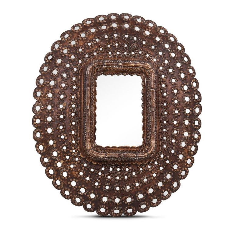 Peacock Wall Mirror - Large - Ornate Design - Bronze - Metal - 115cm x 145cm