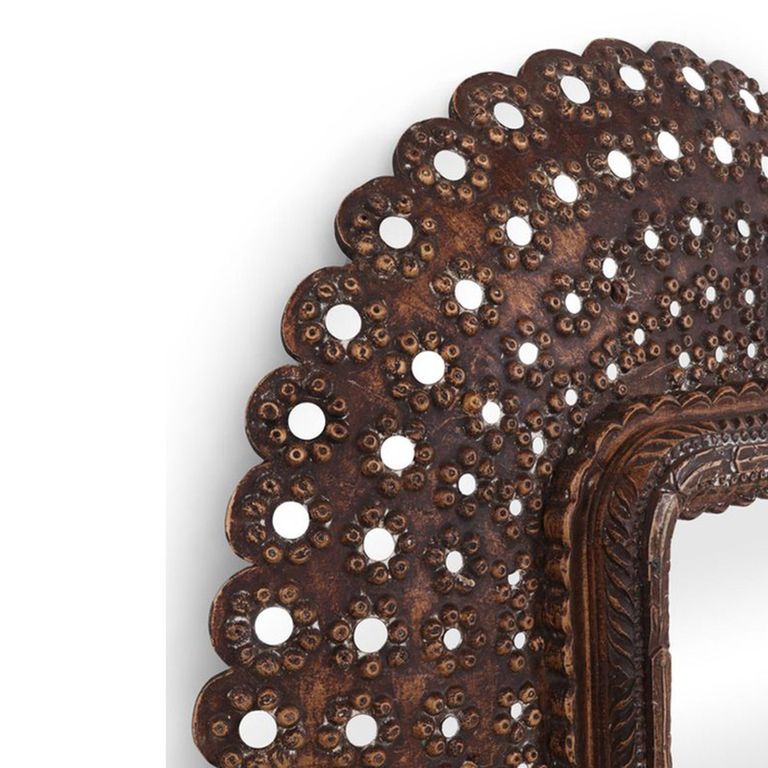 Peacock Wall Mirror - Ornate Design - Bronze - Metal - 84cm x 102cm