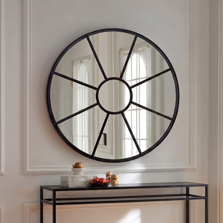 Wall Mirror - Round - Radial Sunburst - Black - Metal - 100cm x 100cm