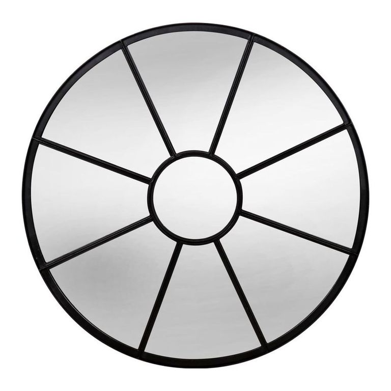 Wall Mirror - Round - Radial Sunburst - Black - Metal - 100cm x 100cm