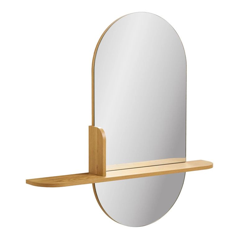 Barco Wall Mirror - with Shelf - Oval - Natural - Glass - 92cm x 94.5cm