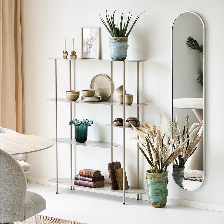 Hennetved Wall Mirror - Oval - Silver - Glass and Aluminium - 35cm x 170cm