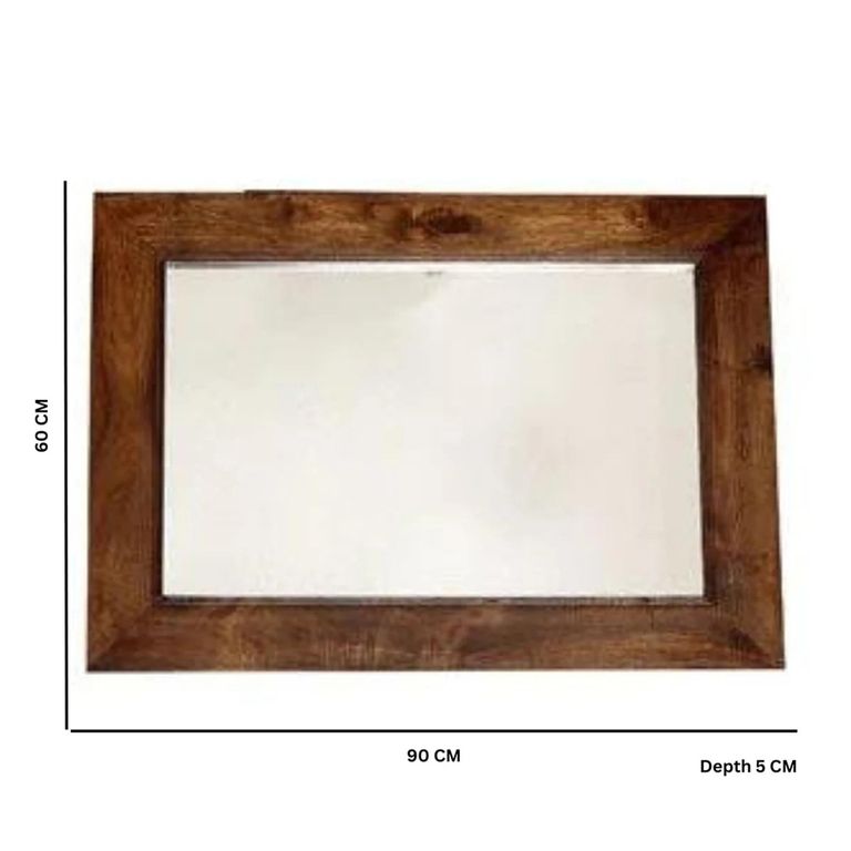 Dakota Wall Mirror - Dark Mango Wood - 90cm x 60cm