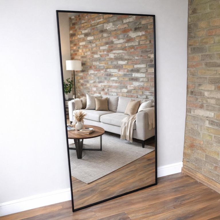 Black Metal Large Leaner Mirror - 100cm x 170cm