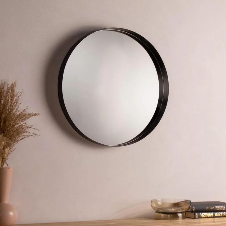 Clearance - Yard Thin Round Black Deep Edge Wall Mirror - FSS15982