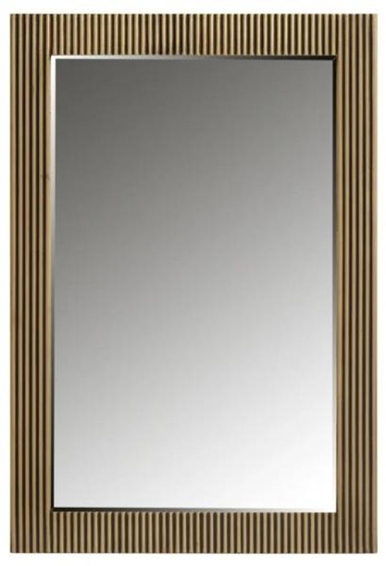 Ironville Brass Ribbed Rectangular Wall Mirror