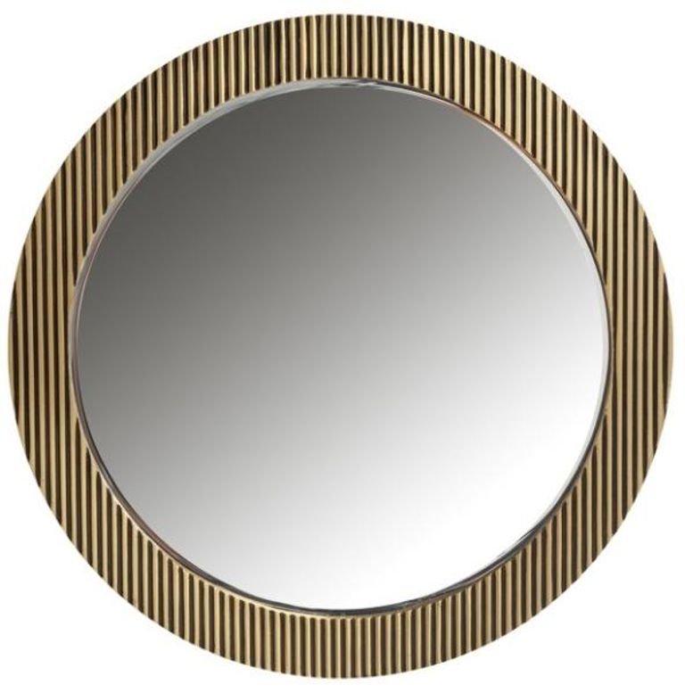 Ironville Brass Ribbed Round Wall Mirror