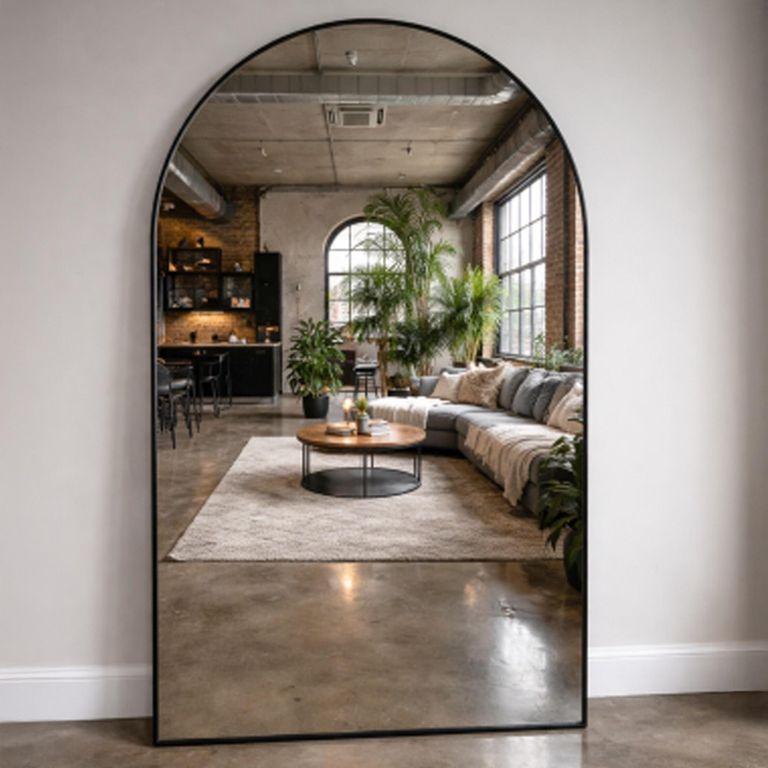 Leaner Mirror - Arch - Black - Metal - 107cm x 175cm
