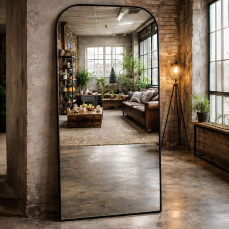 Leaner Mirror - Curved - Black - Metal - 80cm x 170cm