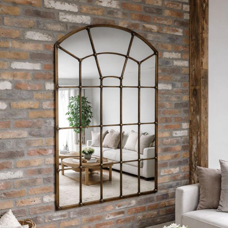 Window Mirror - Arch - Antique Bronze - Metal - 92cm x 132cm