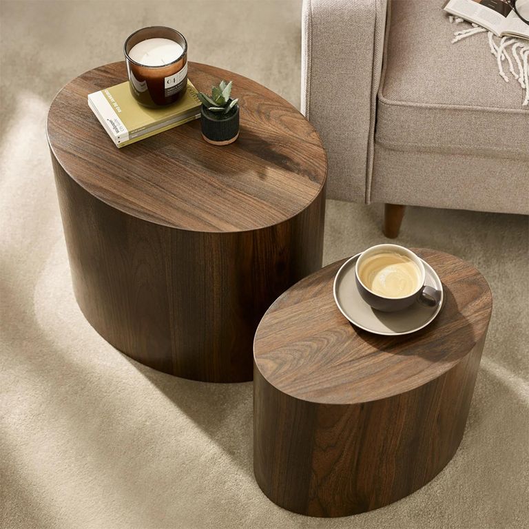 Toba Nest of 2 Tables - Oval - Walnut
