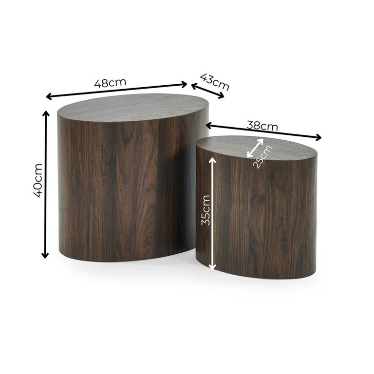 Toba Nest of 2 Tables - Oval - Walnut