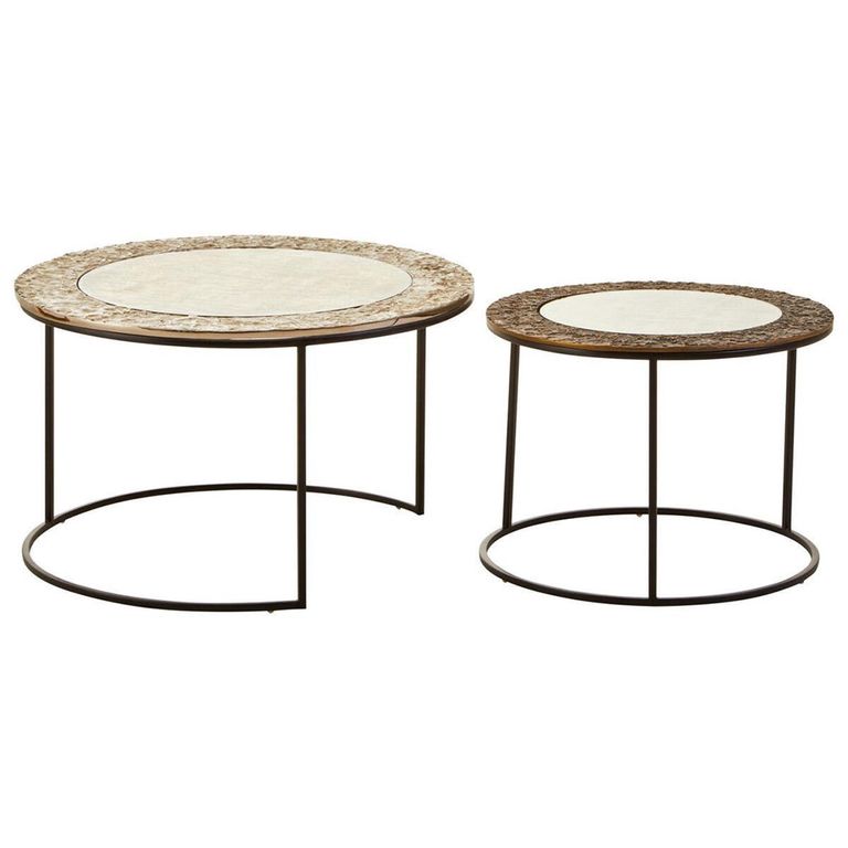 Akola Nest of 2 Tables - Round - Gold