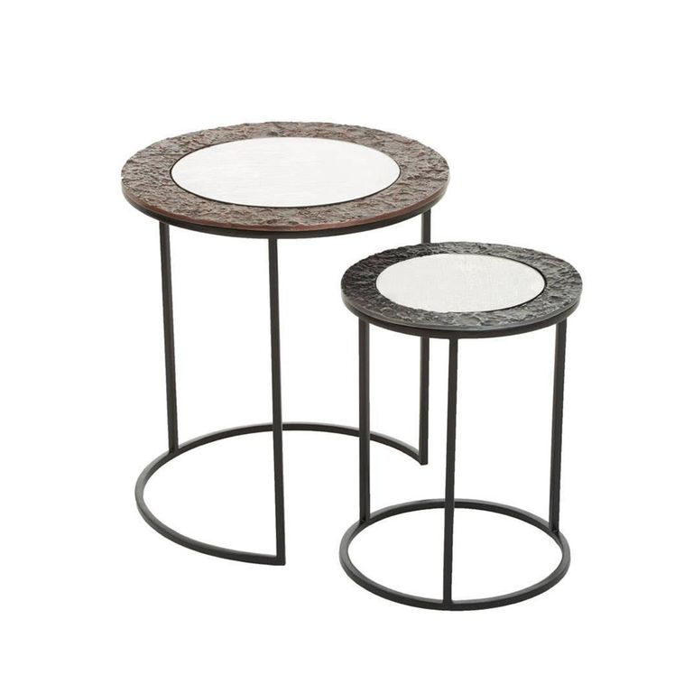 Akola Nest of 2 Tables - Round - Gold and Black