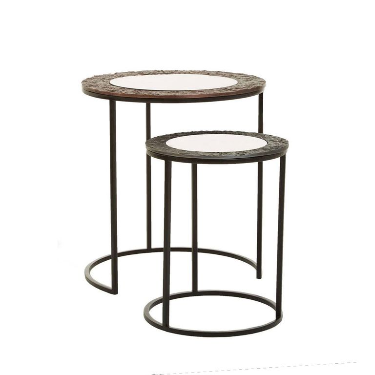 Akola Nest of 2 Tables - Round - Gold and Black