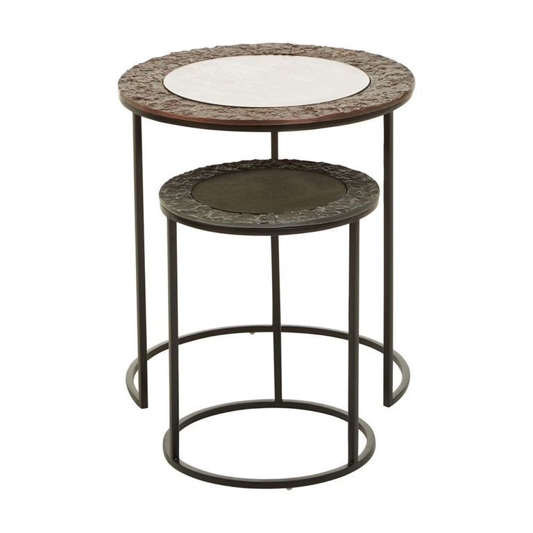 Akola Nest of 2 Tables - Round - Gold and Black