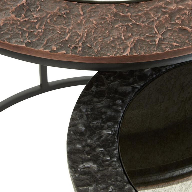 Akola Nest of 2 Tables - Round - Gold and Black