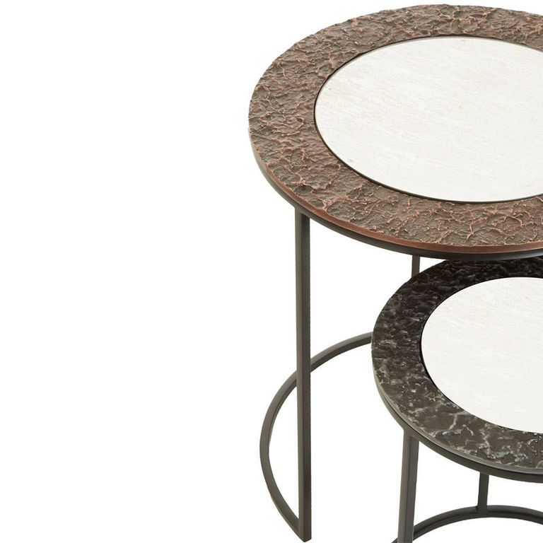 Akola Nest of 2 Tables - Round - Gold and Black