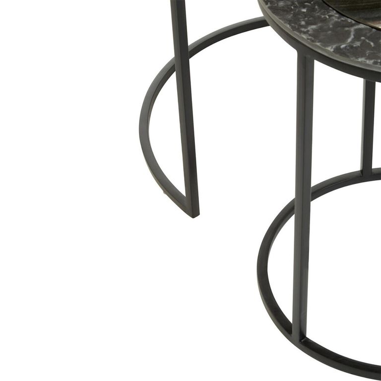 Akola Nest of 2 Tables - Round - Gold and Black