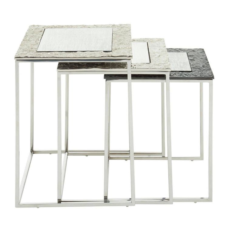 Akola Nest of 3 Tables - Square - Silver